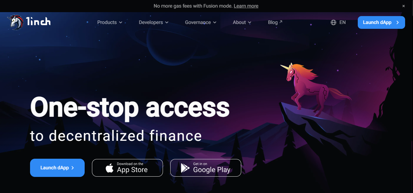 1inch aggregates data from various decentralized exchanges