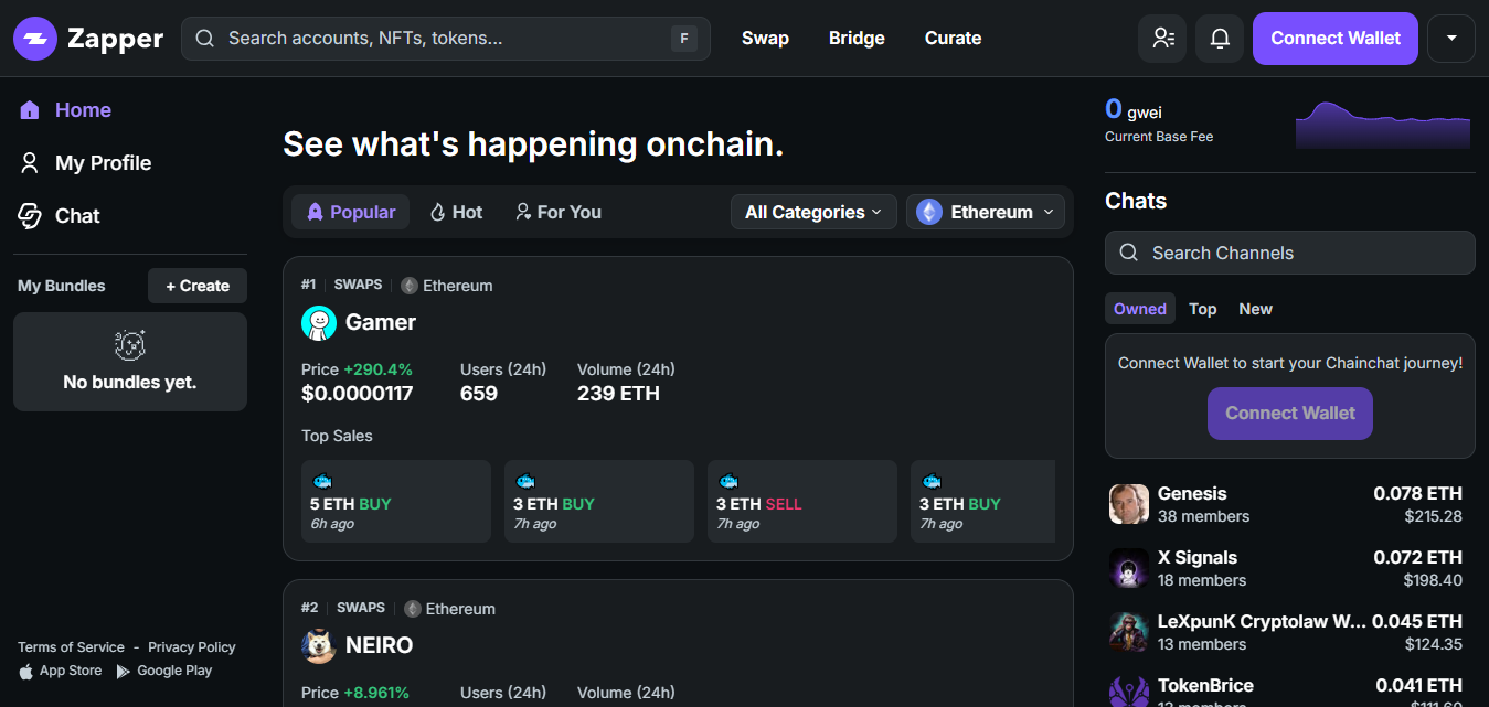 Zapper draws liquidity from multiple platforms